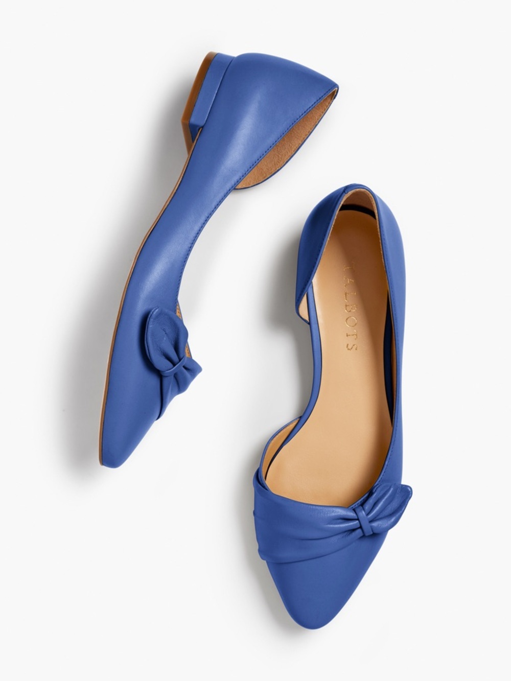 Talbots EDISON PLEATED DORSAY FLATS - NAPPA LEATHER Blue women’s size 7.5